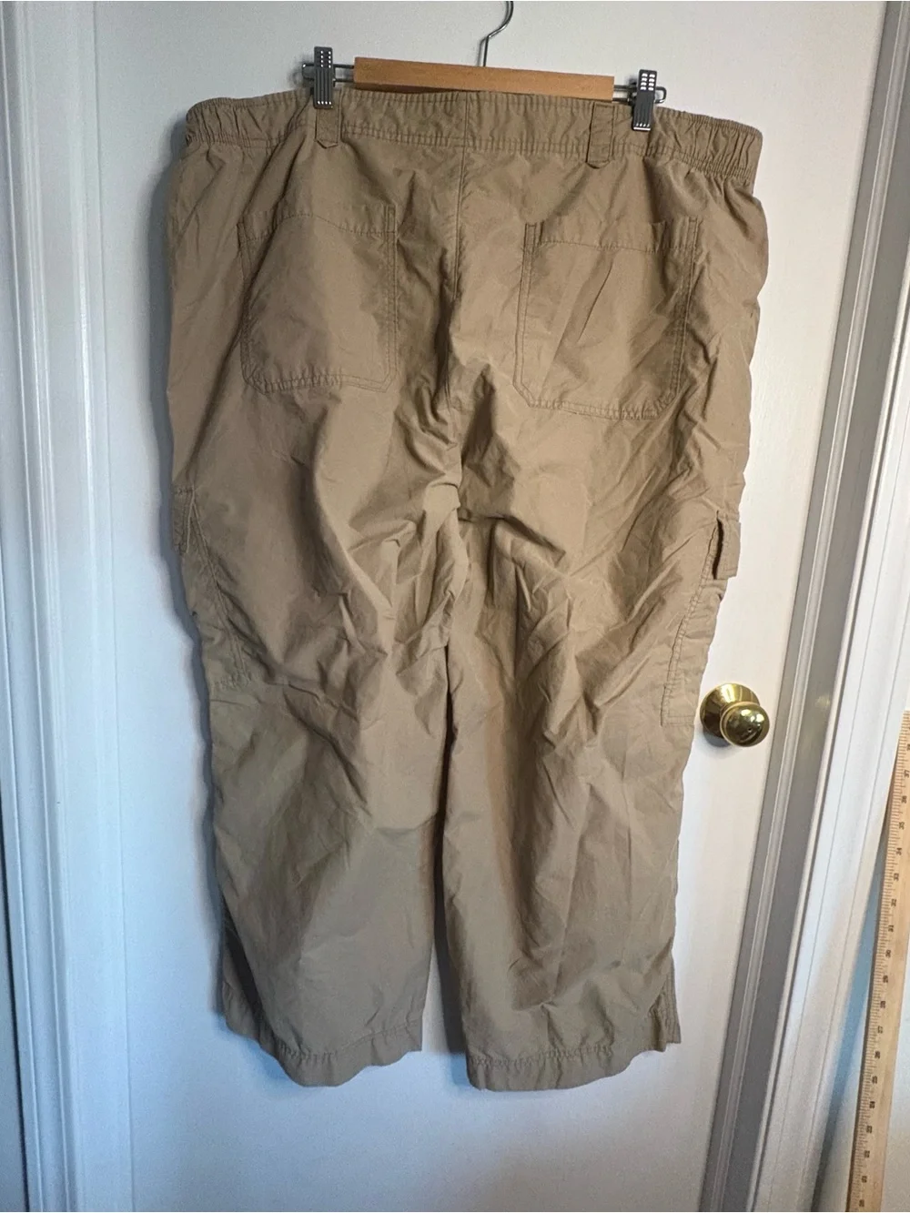 Old Navy Sz 2X Tan Cargo Wide Leg Pants Button Zip Pockets Y2K Preppy Hiking